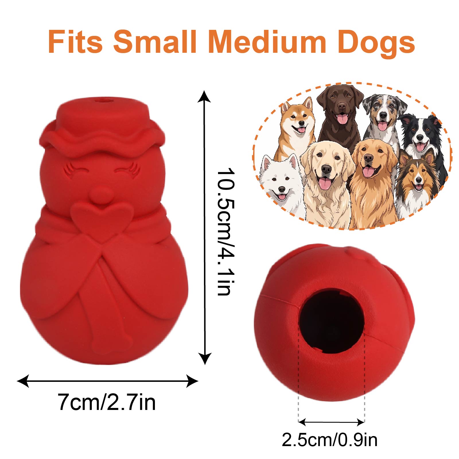 Rubber Treat Dispensing Dog Toy - Juguete rompecabezas con forma de muñeco