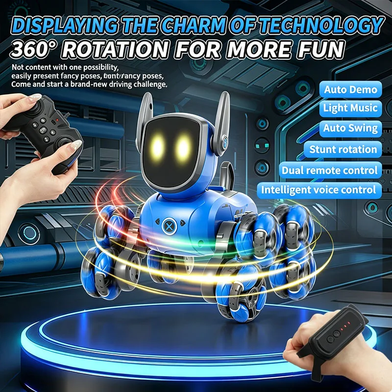 Interactive Squeaky Plush Dog Toy - JJRC Q200 2026 Robot Perro Acrobático