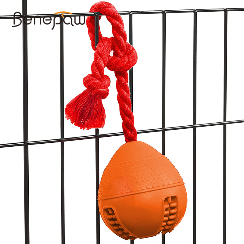 Rubber Treat Dispensing Dog Toy - Benepaw-juguetes interactivos para perros, cuerda de