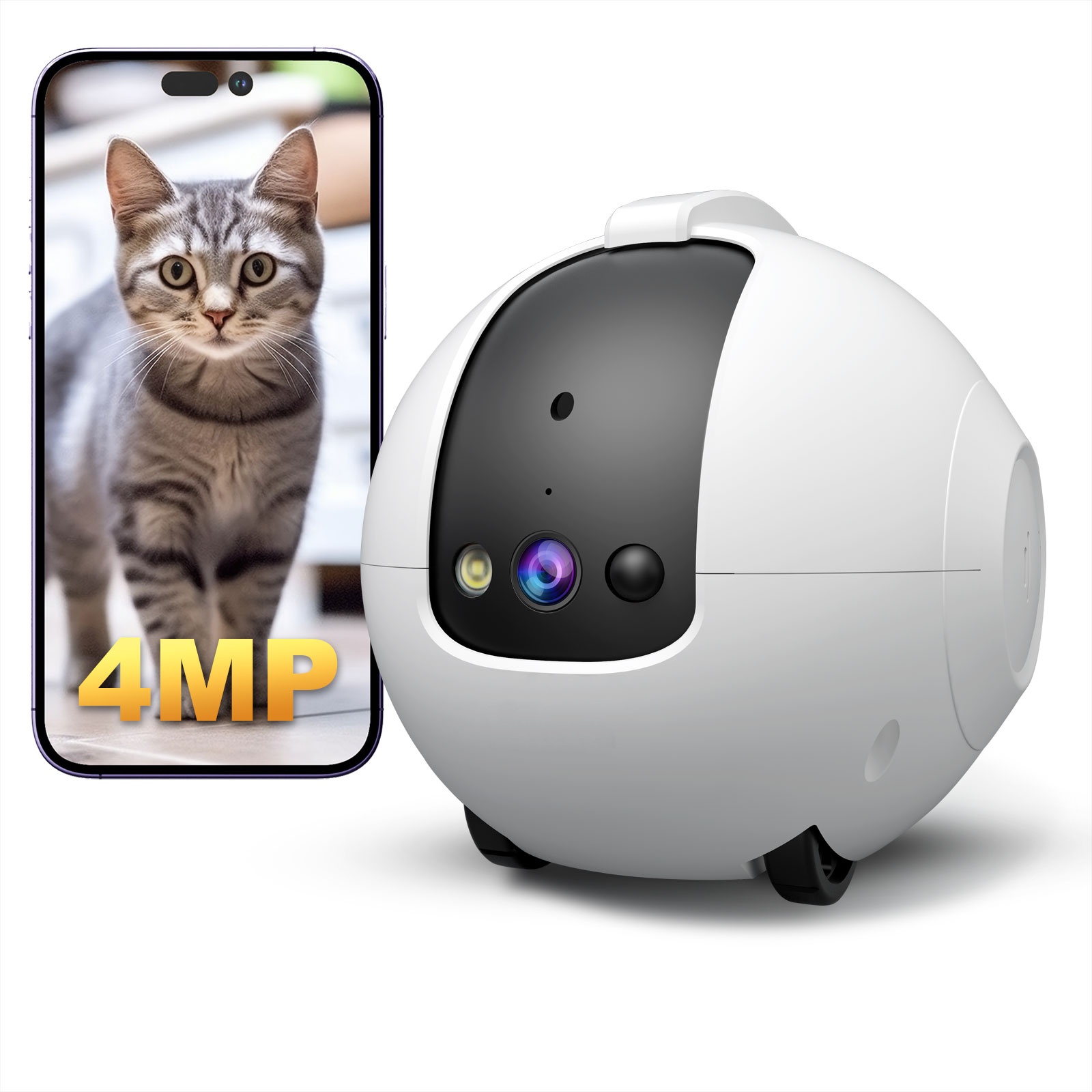 Cat Toys - Cámara robótica para mascotas, 4MP, cámara