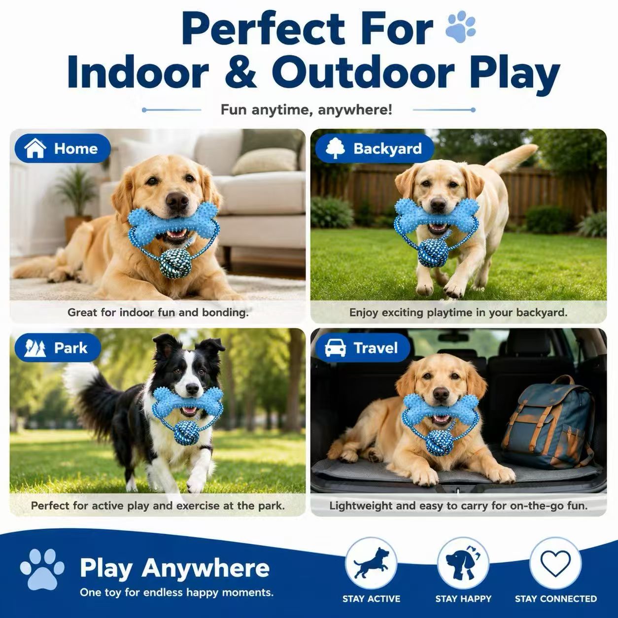 Dog Rope Toy Aggressive Chewers - Juguetes para masticar para perros, ideales