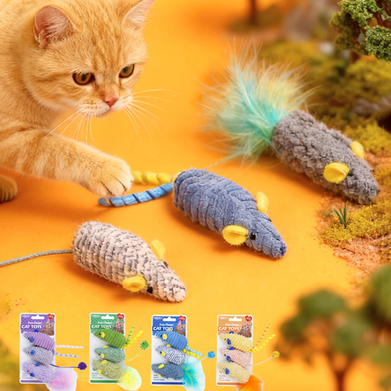 3 uds ratón realista juguete D - Catnip Interactive Plush Mouse reseña y precio