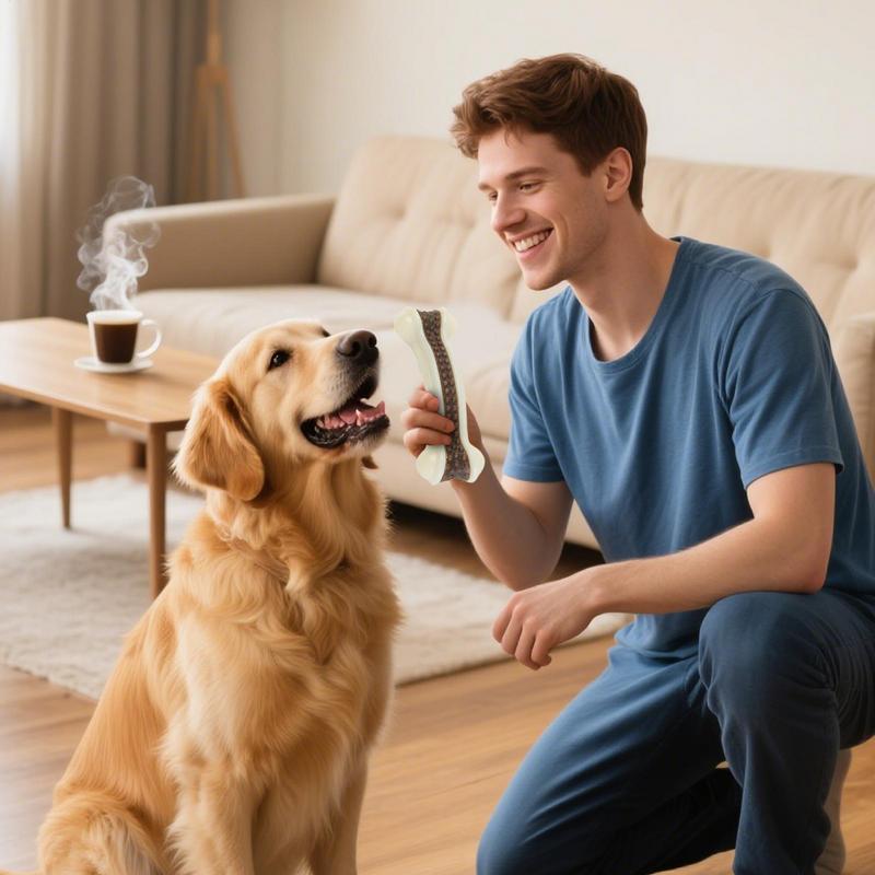 Juguete interactivo para hueso - Teeth Cleaning Dog Chew Bone reseña y precio